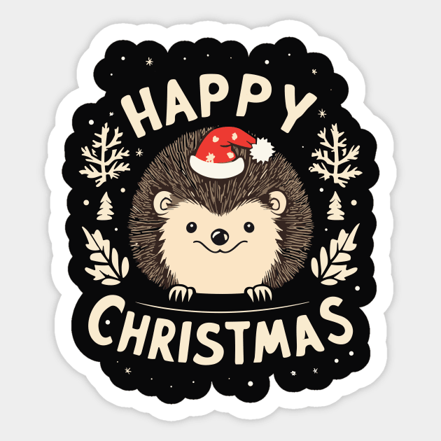 Christmas hedgehog Sticker by ravensart